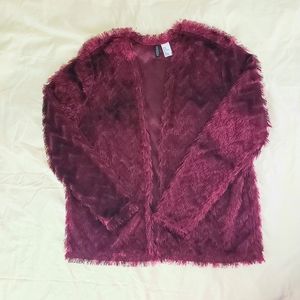 H&M Divided Burgundy Shaggy Furry Sweater Medium
